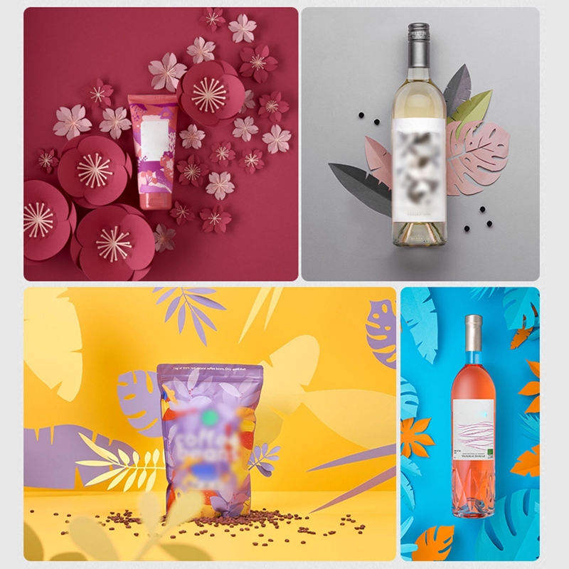 10 in 1 Creative Paper Cutting Shooting Props Tree Leaves Papercut Jewelry Cosmetics Background Photo Photography Props(Rose Red)