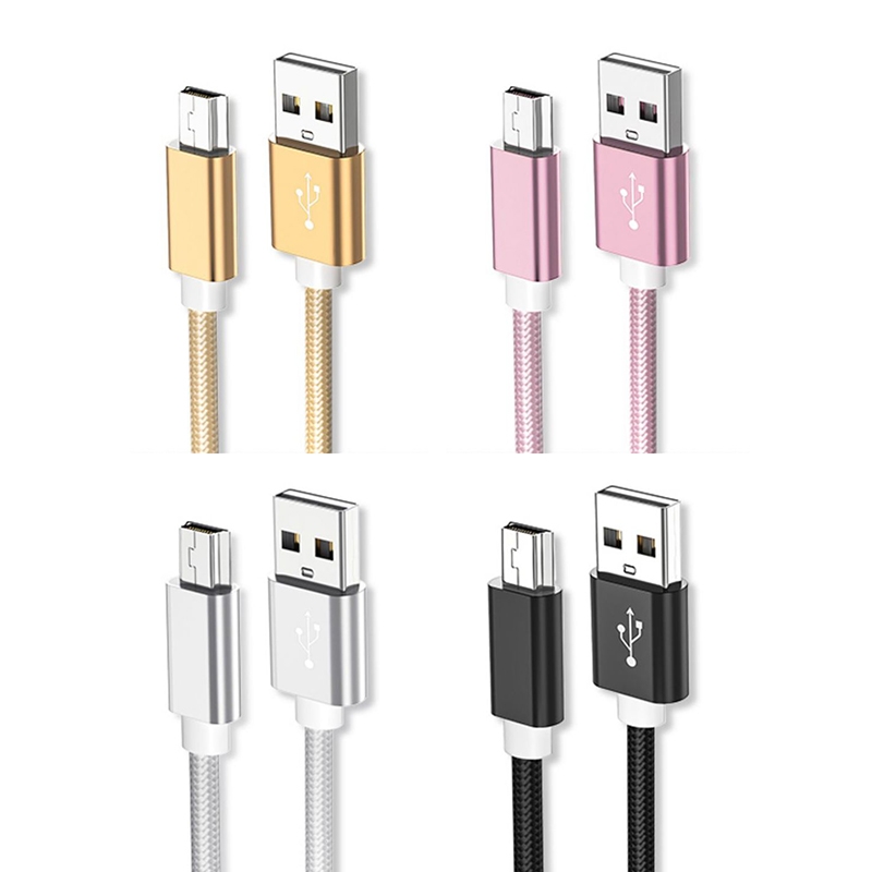 5 PCS Mini USB to USB A Woven Data / Charge Cable for MP3, Camera, Car DVR, Length:1.5m(Black)