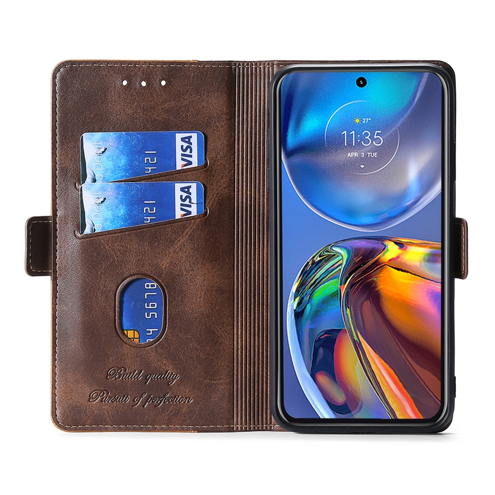 For Alcatel 1B 2022 Contrast Color Side Buckle Leather Phone Case(Dark Brown + Gold)