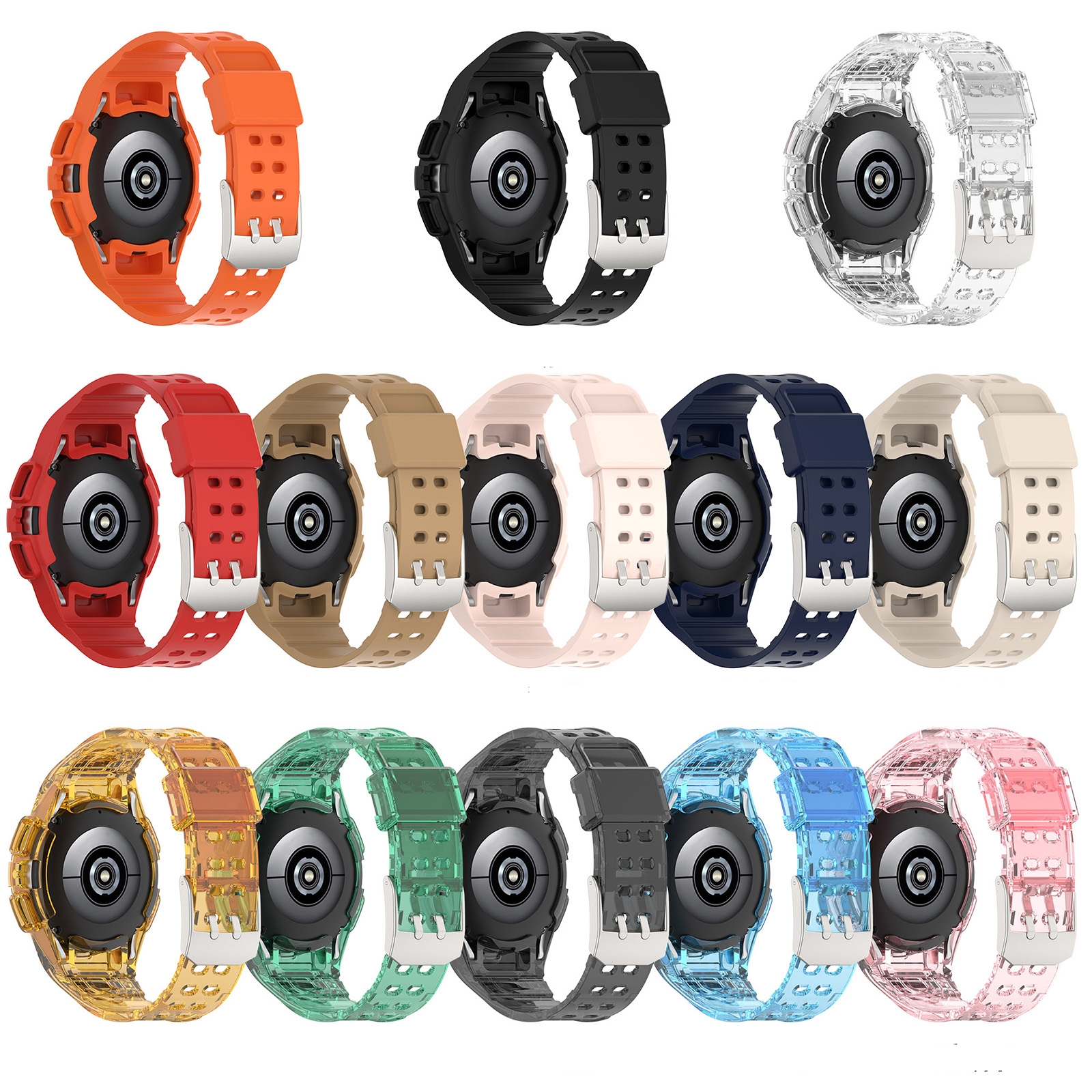 SUNSKY สำหรับ Samsung Galaxy Watch4 44mm Silicone Integrated Watch Band (Transparent Orange)