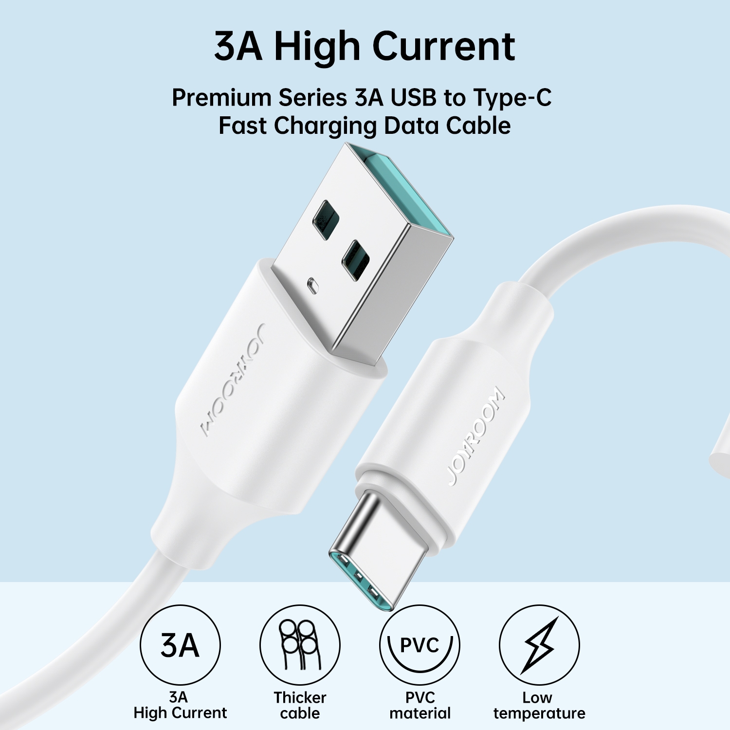 JOYROOM S-UC027A9 3A USB to USB-C/Type-C Fast Charging Data Cable, Length: 2m(Black)