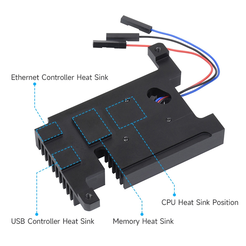 Waveshare Dedicated All-In-One Aluminum Alloy Cooling Fan For Raspberry Pi 4B