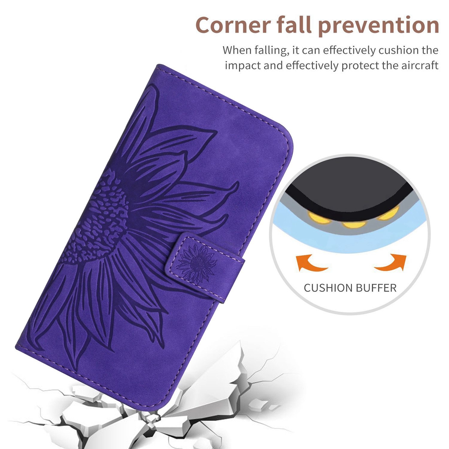 15% OFF by SUNSKY COUPON CODE: EDA0047988 for For iPhone 15 Skin Feel Sun Flower Embossed Flip Leather Phone Case with Lanyard(Dark Purple)