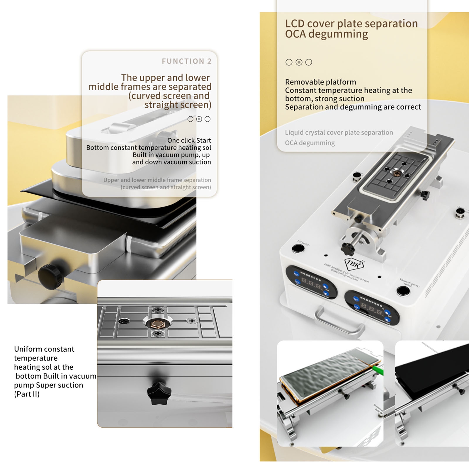 TBK 258S Intelligent Multi-function UV Cured Disassembly Machine, Plug:AU Plug