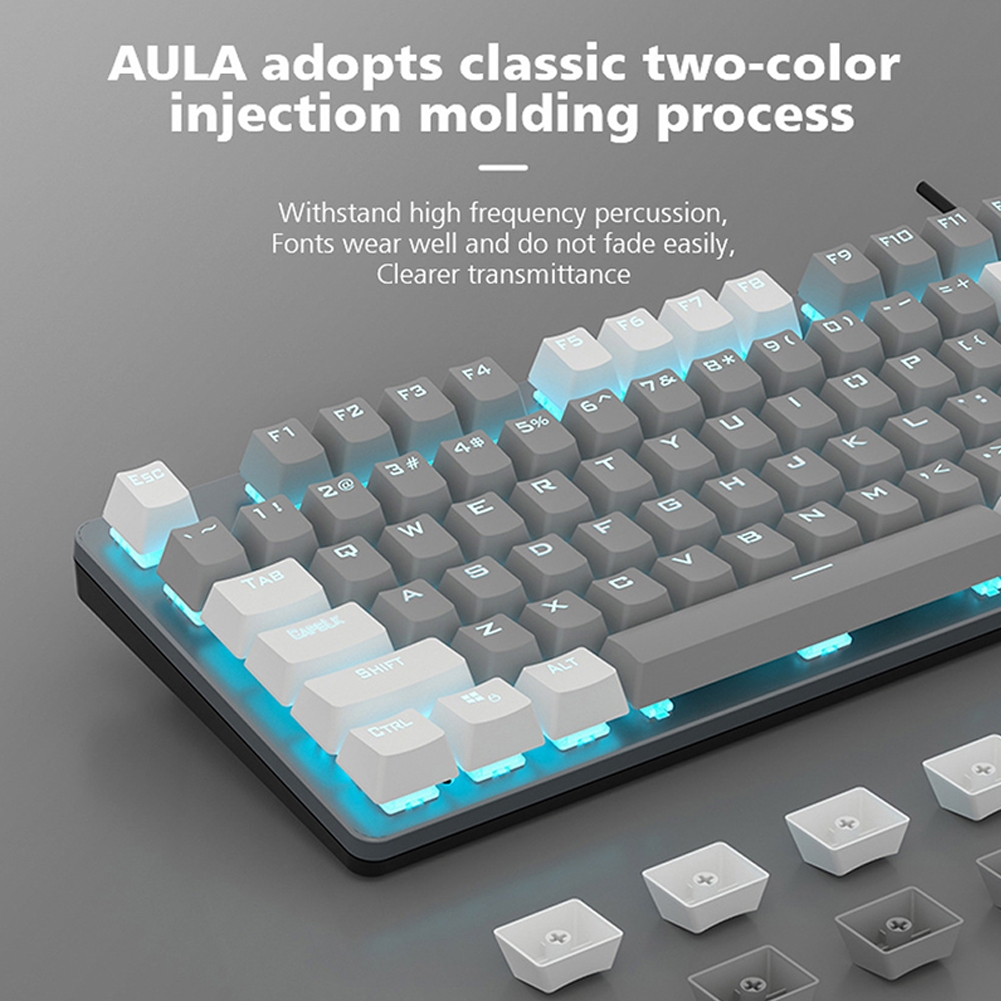 AULA F3287 Wired Color Matching Single Mode 87 Keys Mechanical Keyboard,Green Shaft(Grey)