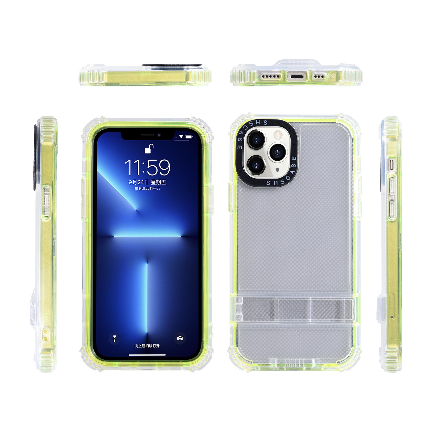 Para iPhone 15 Pro Max 2 en 1 360 Estuche para teléfono con cuerda cruzada y