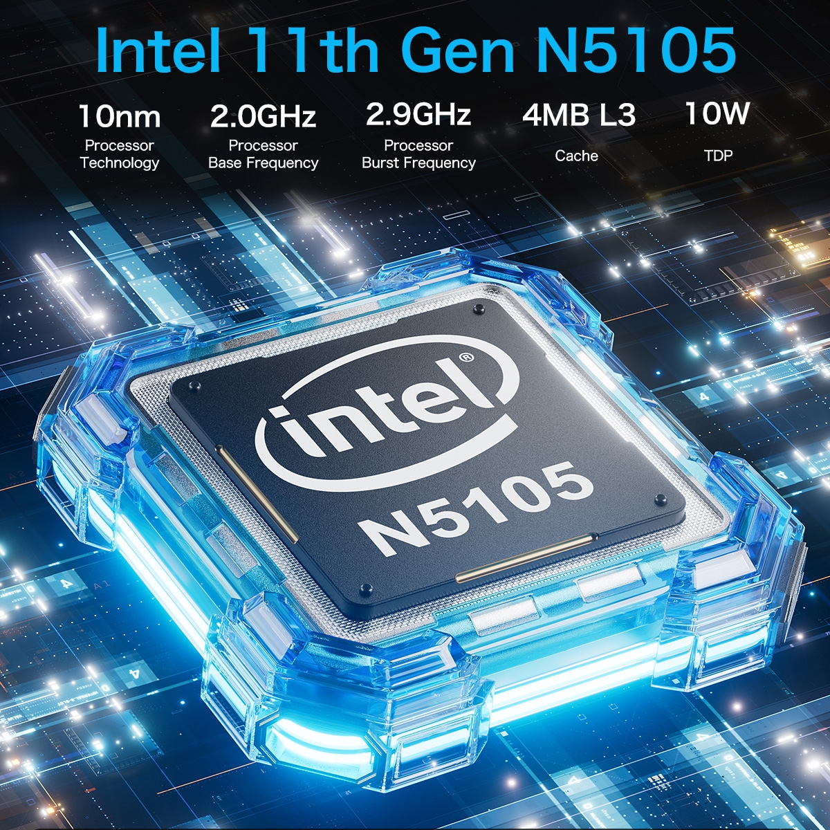 GMK KB7S Windows 11 Pro Mini PC, 8GB+512GB, Intel Jasper Lake N5105 Quad Core, Support WiFi & BT(EU Plug)