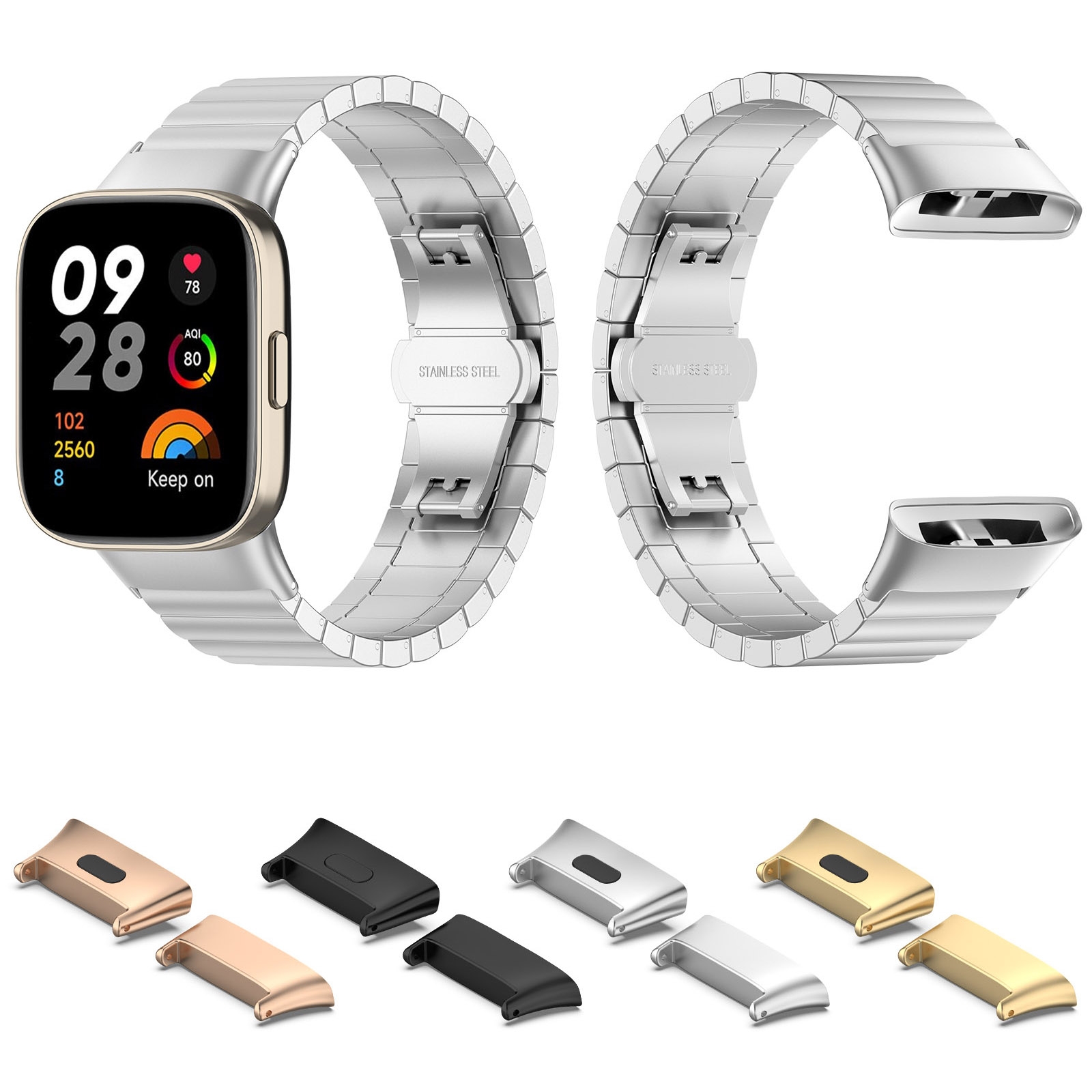 For Xiaomi Redmi Watch 3 / Mi Watch Lite 3 1 Pair Metal Watch Band Connector(Rose Gold)