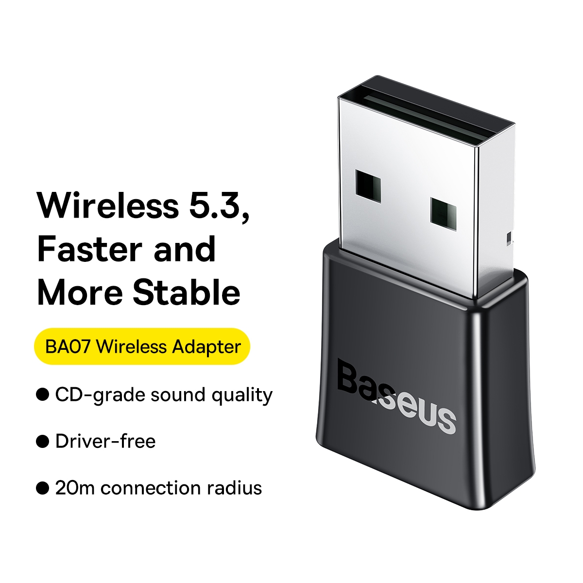 Baseus BA07 Bluetooth 5.3 USB Bluetooth Adapter(Black)