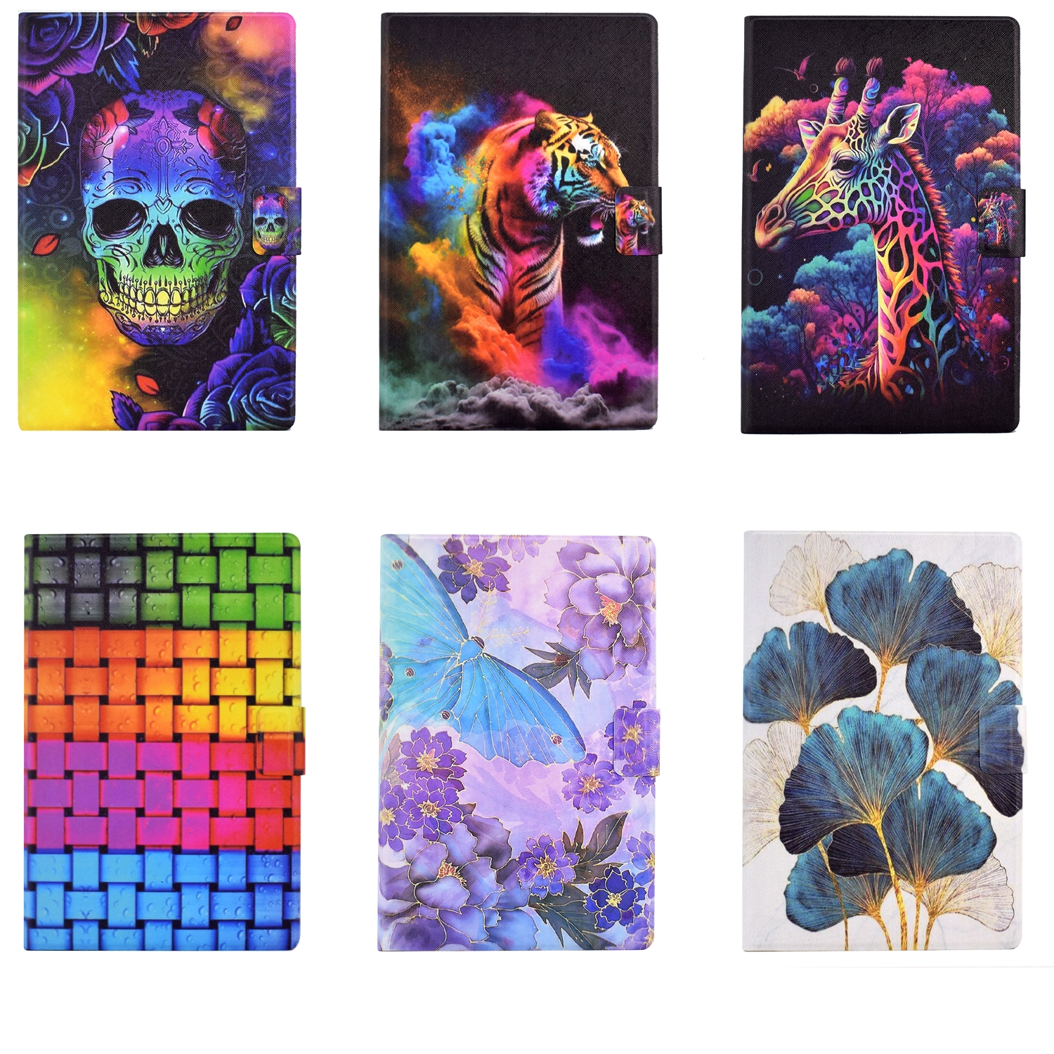 For 10 inch Coloured Drawing Leather Tablet Case(Skull)