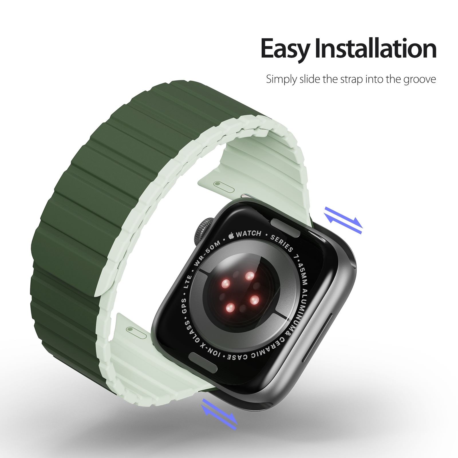 DUX DUCIS Магнитный силиконовый ремешок для часов для Apple Watch 8 45 мм (зеленый)