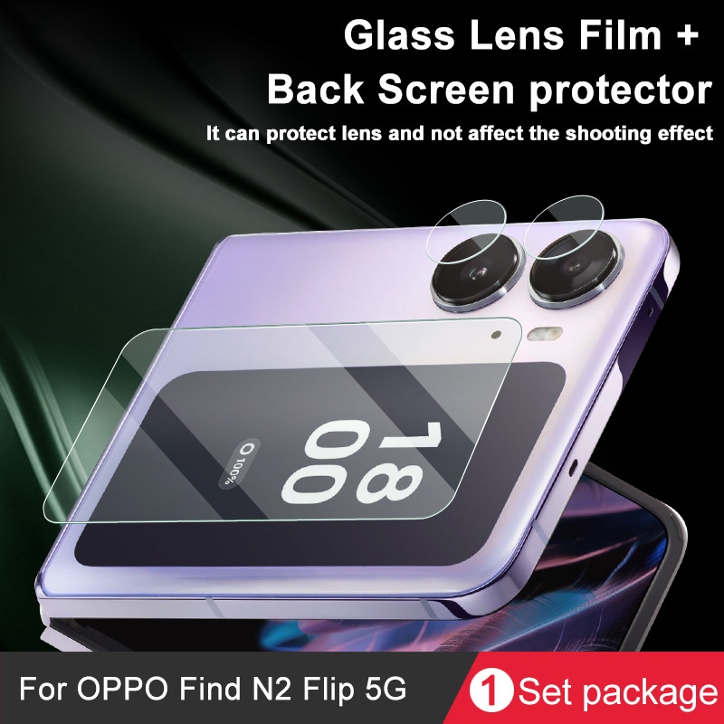 For OPPO Find N2 Flip 5G 1 Sets imak Tempered Glass Rear Camera Protection Ring + Glass Rear Screen Sticker