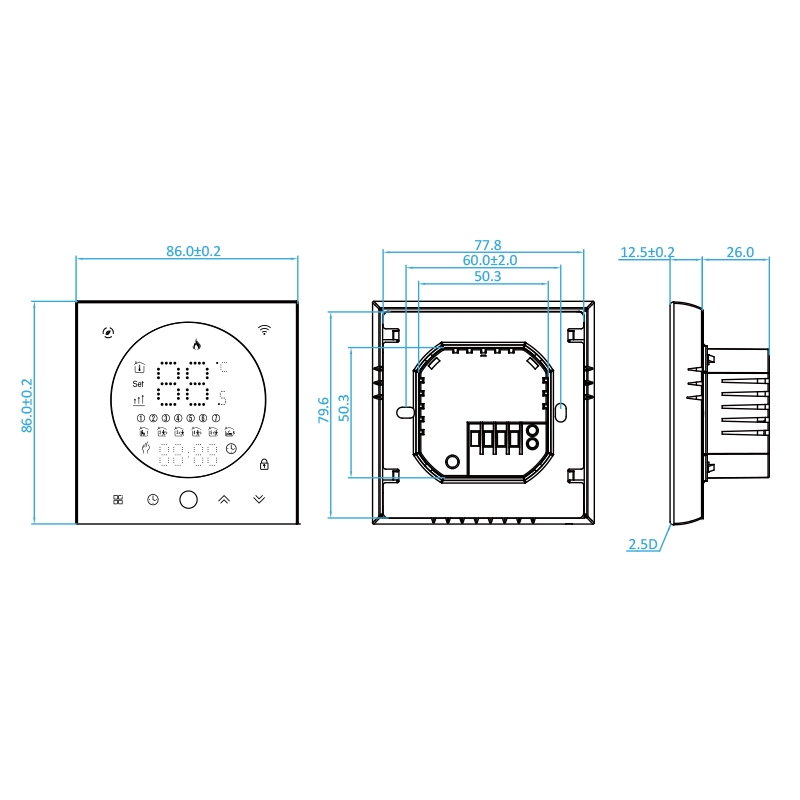 BHT-008GBLW 95-240V AC 16A Smart Home Electric Heating LED Thermostat With WiFi(Black)