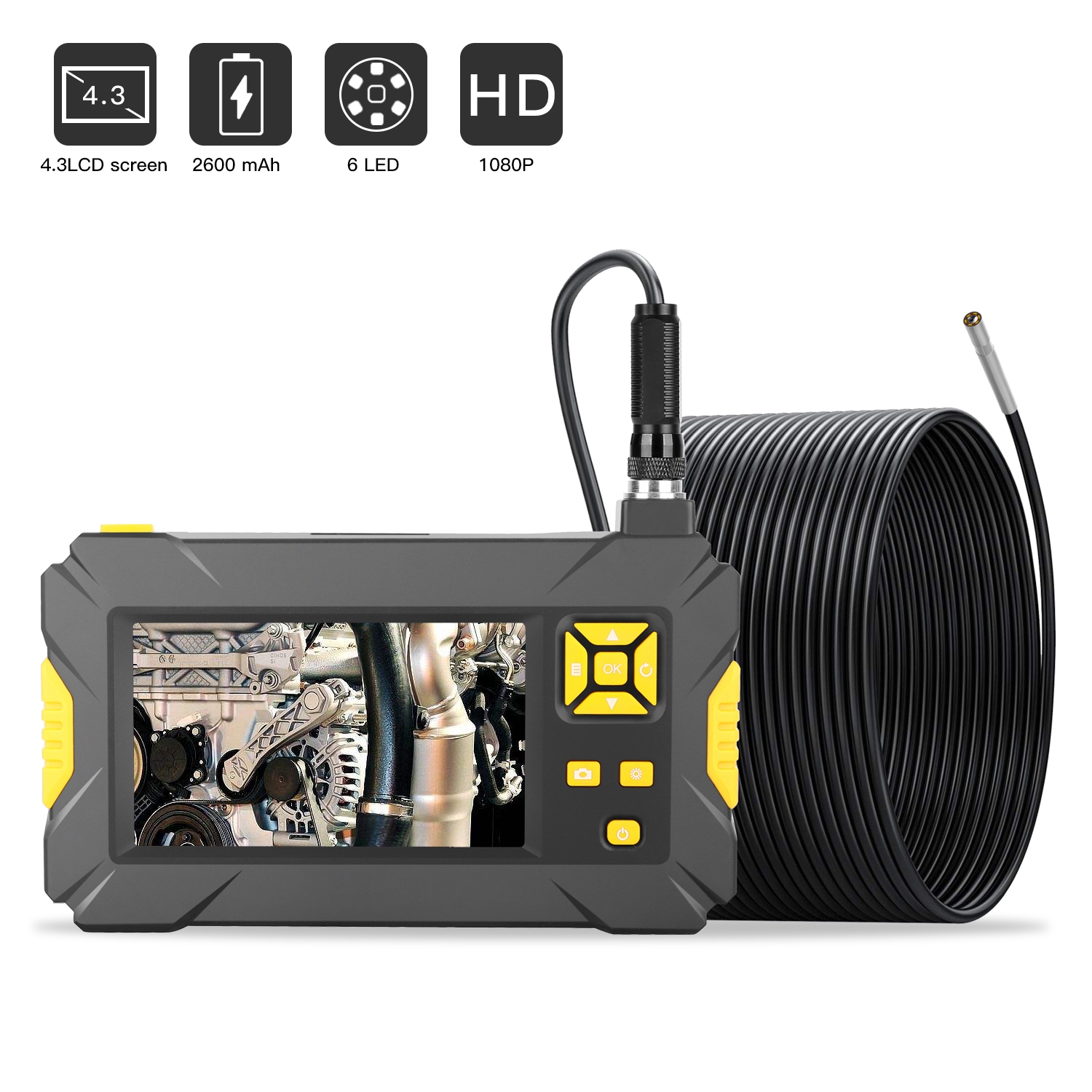 P30 3.9mm 1080P IP68 Waterproof 4.3 inch Screen Single Camera Digital Endoscope, Length:10m Hard Cable(Black)