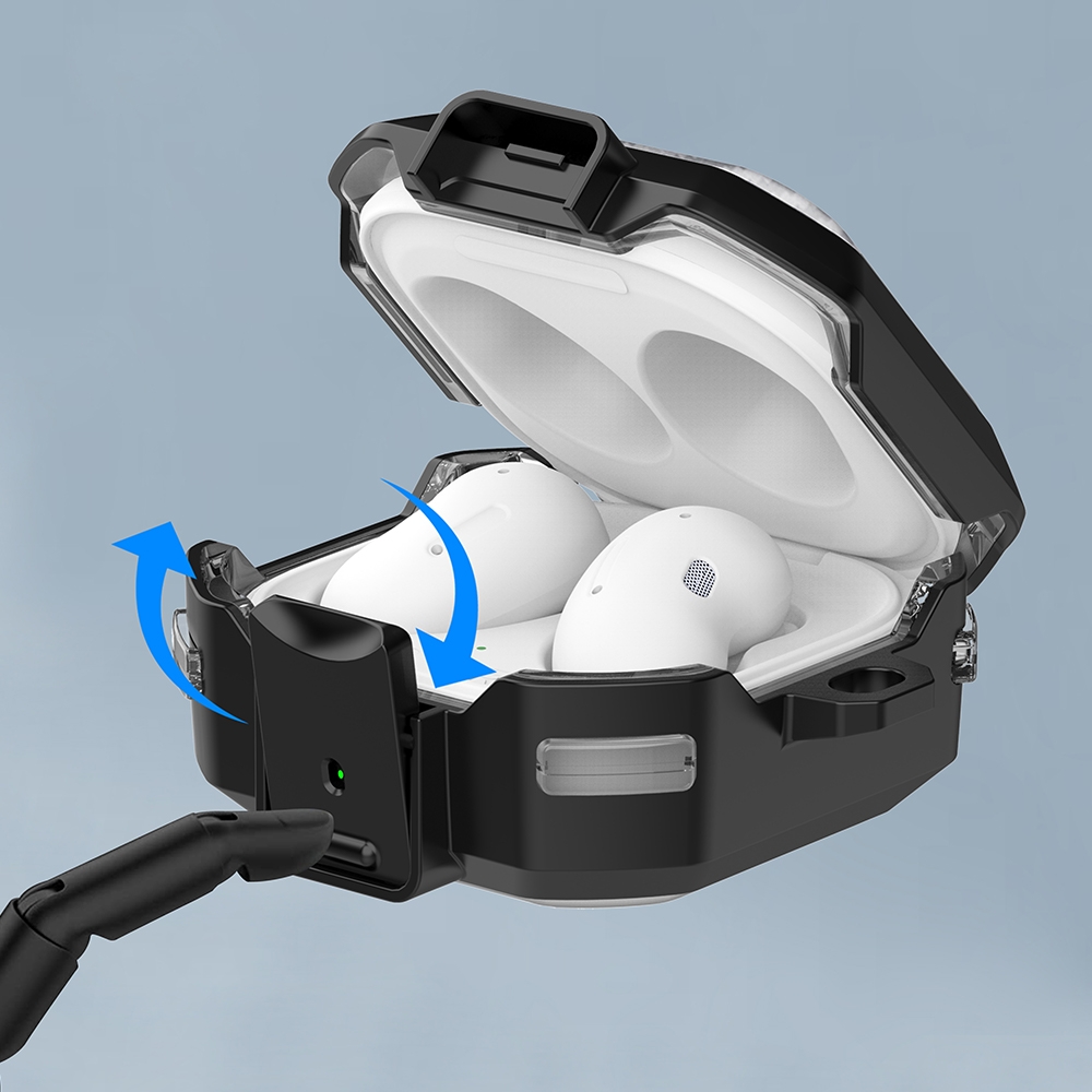 For Samsung Buds Live / Buds2 / Pro / 2Pro TPU + PC Transparent Carbon Fiber Wireless Earphones Protective Case With Switch(White)