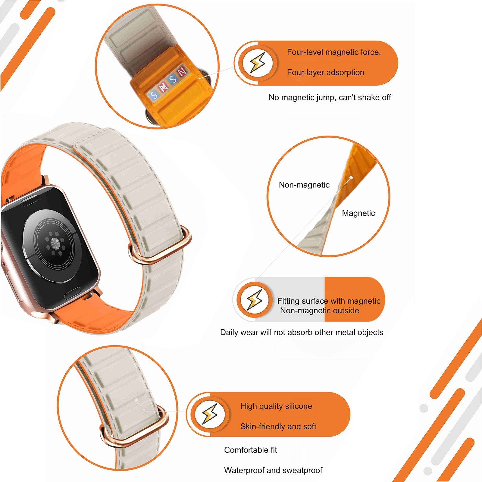 SUNSKY - สายนาฬิกาซิลิโคนสำหรับ Apple Watch 8 45 มม. แบบย้อนกลับ (Rose ...