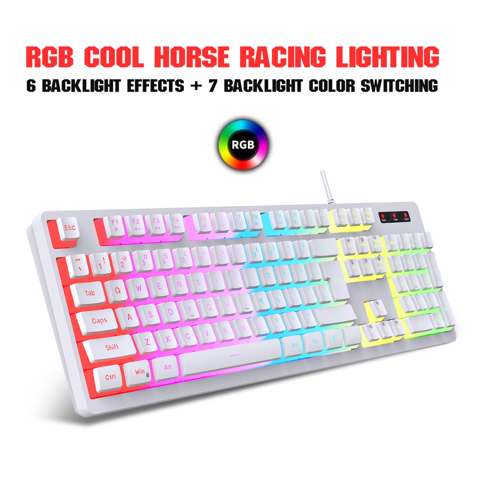 HXSJ L200 Wired RGB Backlit Keyboard 104 Pudding Key Caps(Black)