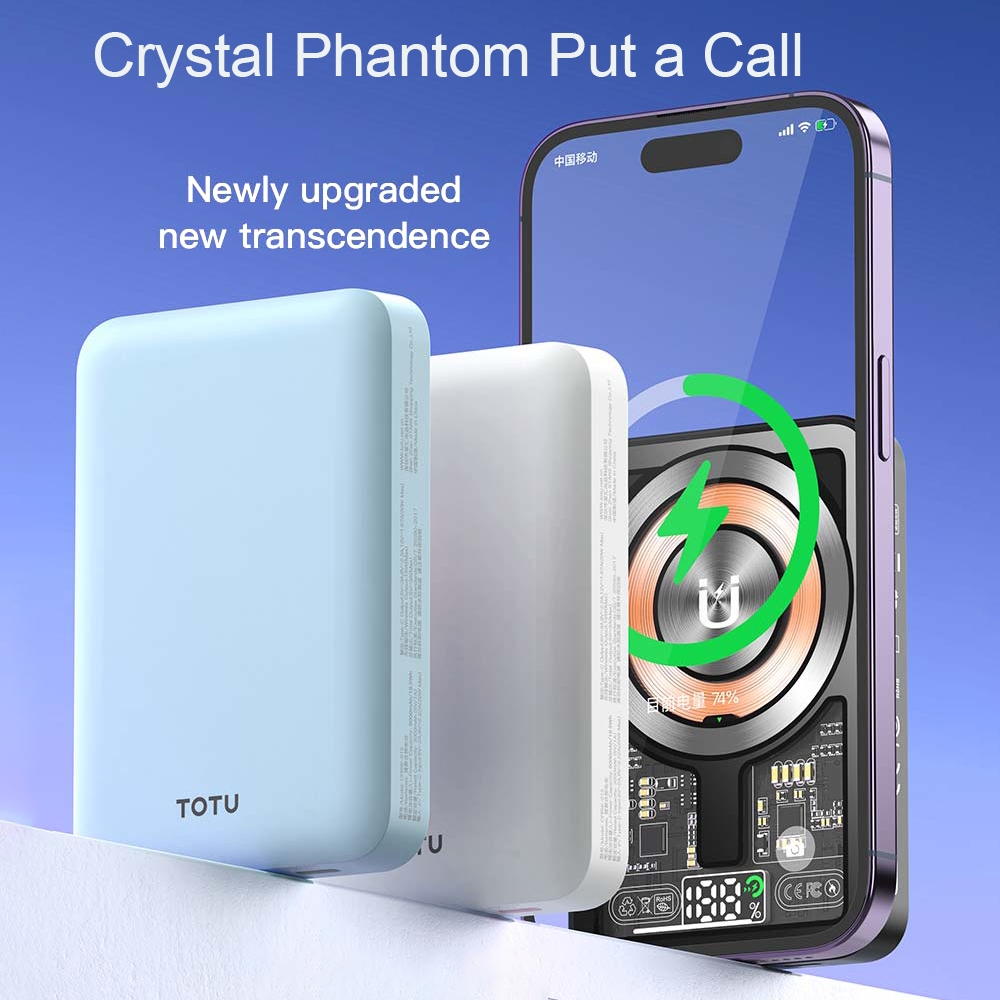 TOTU CPBW-015 Crystal Series 5000mAh Magnetic Fast Charging Power Bank(Blue)