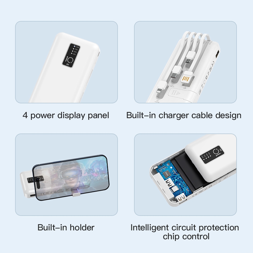 TOTU CPBL-06 10000mAh Versatile Series II Power Bank with Charging Cable & Holder(Black)