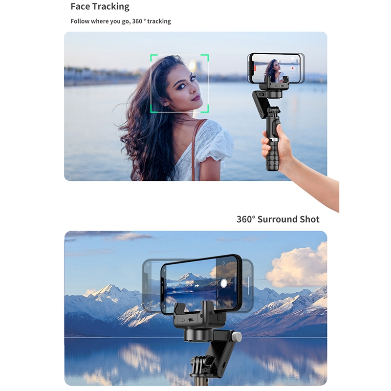 Q18 Desktop Intelligent Tracking Gimbal Stabilizer Multi-function Fill Light Selfie Stick(Black)