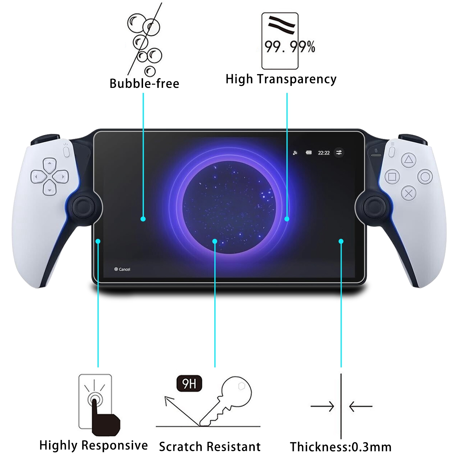 For Sony PS5 PlayStation Portal Remote 9H 0.3mm Explosion-proof Tempered Glass Film