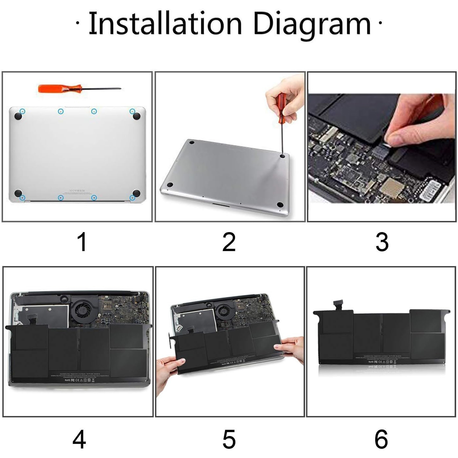 A1405 6700mAh Battery Replacement For Macbook Air 13 inch A1369 2010 2011