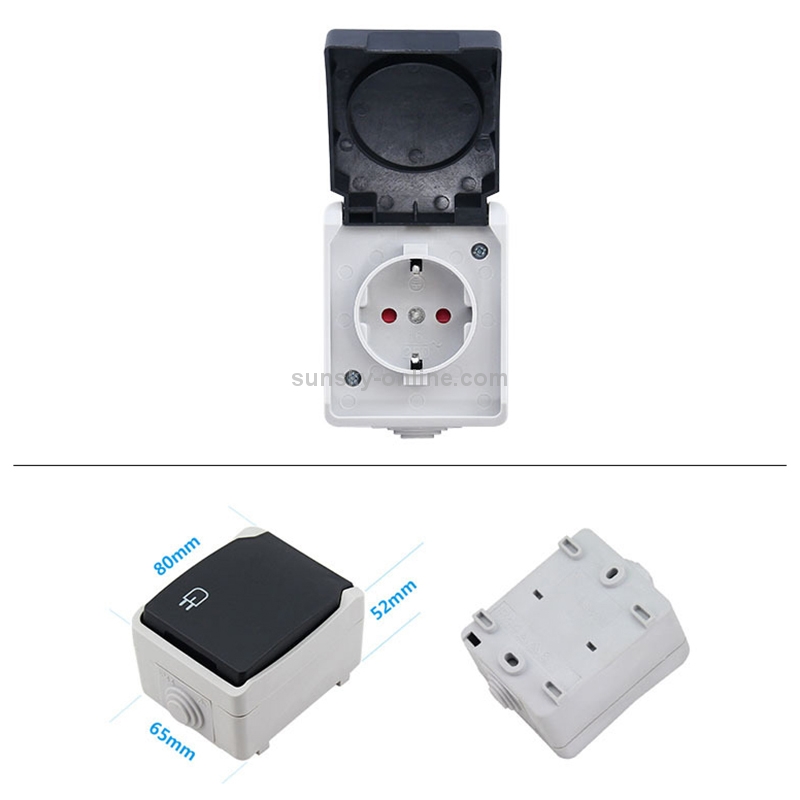 Outdoor IP44 Waterproof Power Socket with Cover, EU Plug