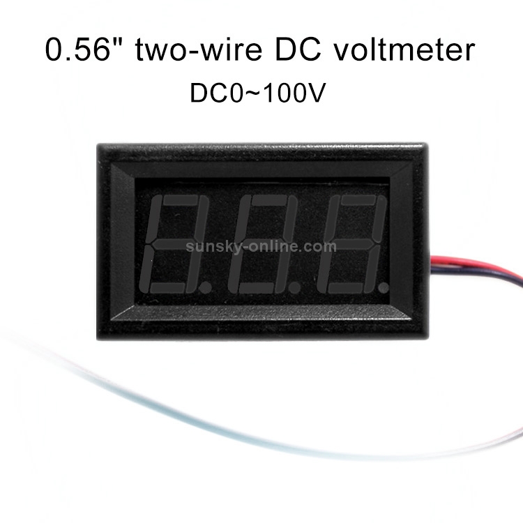 10 PCS 0.56 inch 3 Terminal Wires Digital Voltage Meter with Shell, Color Light Display, Measure Voltage: DC 0-100V (Red)