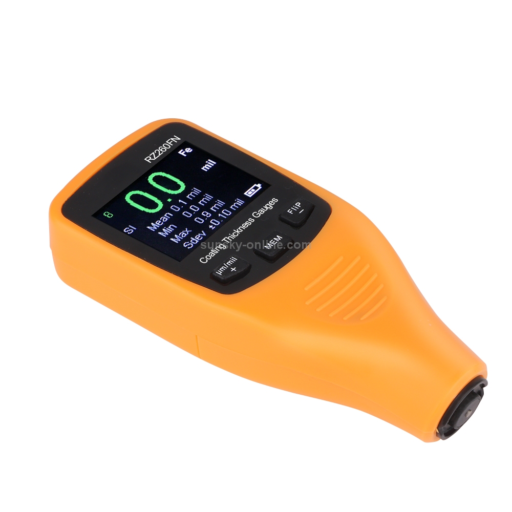 RZ260FN Ferrous & Non-Ferrous 2 in 1 LCD Display Ultrasonic Coating Paint Thickness Gauge Meter Tools (Orange)