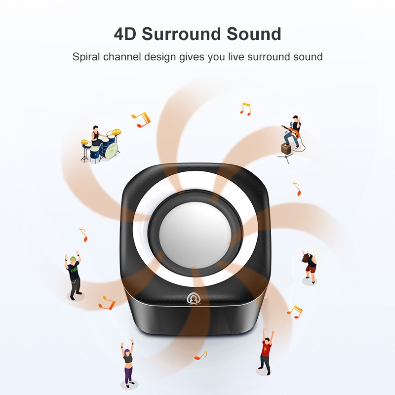 A1 Upgraded Version USB Wire-controlled 4D Stereo Sound Mini Wired Speaker, Cable Length: 1.3m(Black)