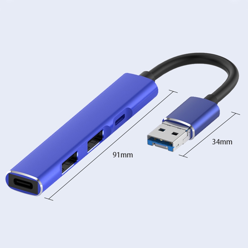 4 in 1 8 Pin/USB to Type-C / 2个USB / 8 Pin Ports Multifunctional Docking Station HUB (Red)