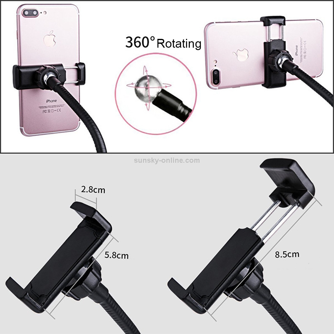 Makeup USB Selfie Ring Light with Clip Lazy Bracket Cell Phone Holder Stand, With 3-Light Mode, 10-Level Brightness LED Desk Lamp, Compatible with iPhone / Android,  for Live Stream, KTV, Live Broadcast, Live Show, etc