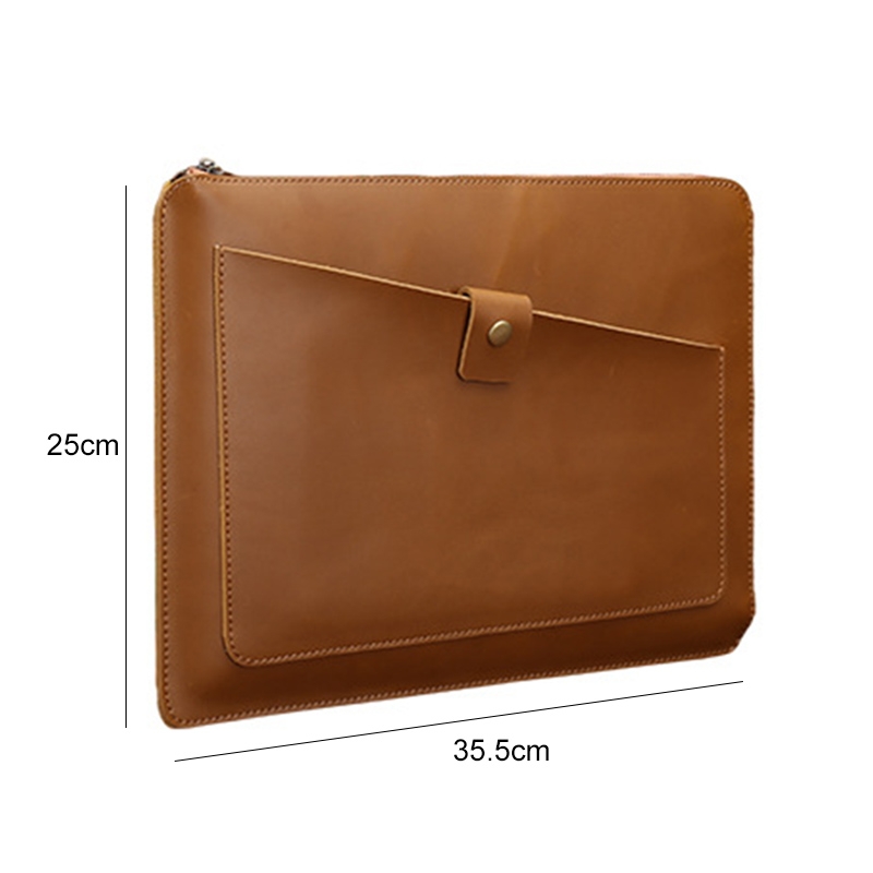 Universal Genuine Leather Business Zipper Laptop Tablet Bag For 15.4 inch and Below(Yellow)