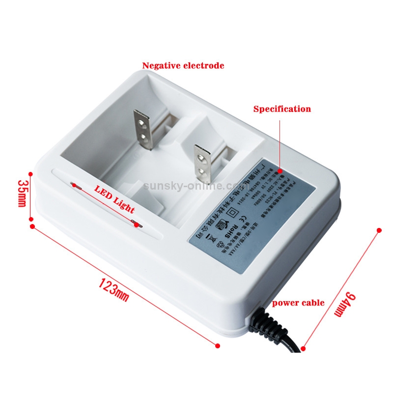 AC 220V 2 Slot Battery Charger for AA & AAA & C / D Size Battery, CN Plug