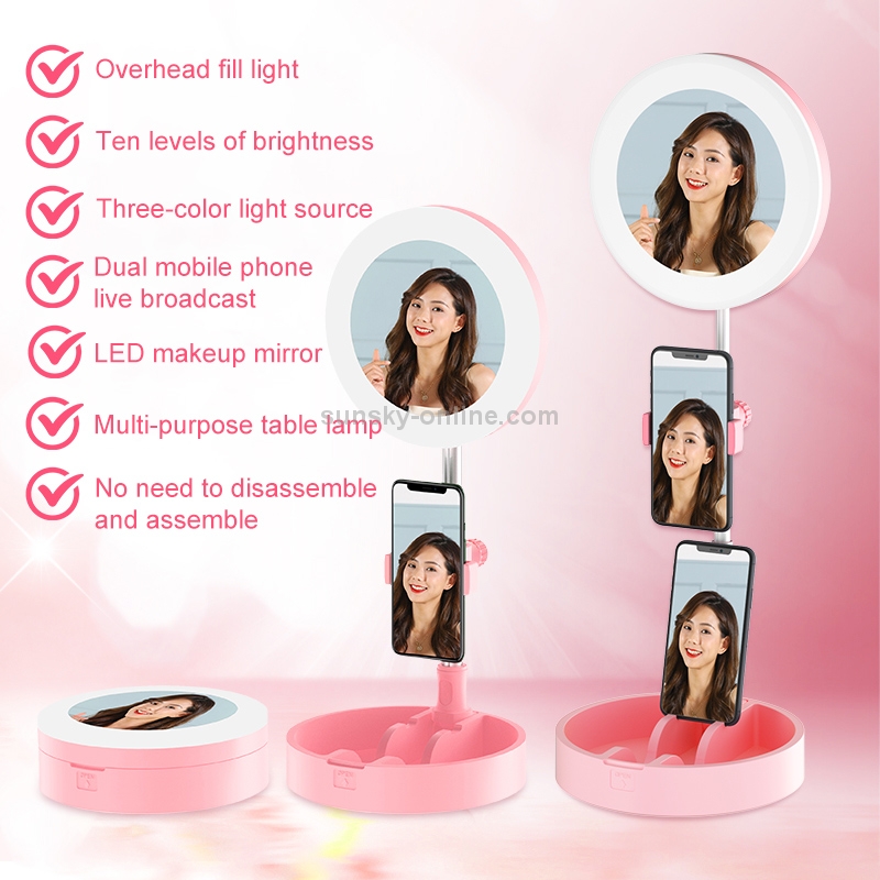 G6 Multi-function Live Broadcast All-in-one Ring Beauty Fill Light Mobile Phone Holder (White)