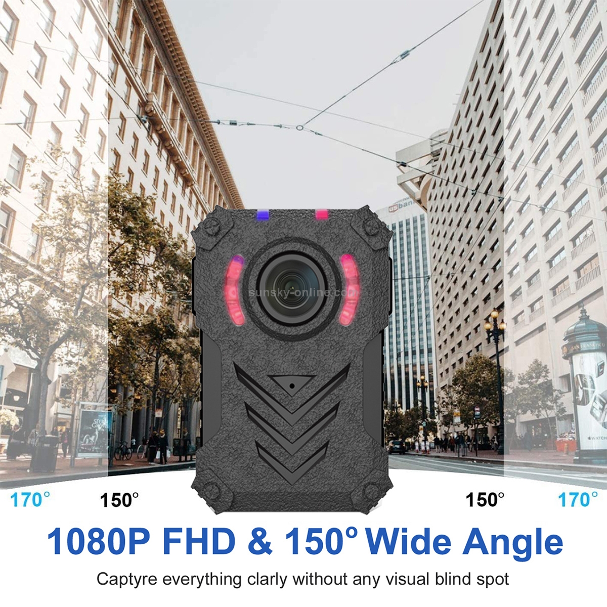 A12 1080P HD 150 Degrees View Angle Field Recorder with Clip, Support Infrared Night Vision & TF Card