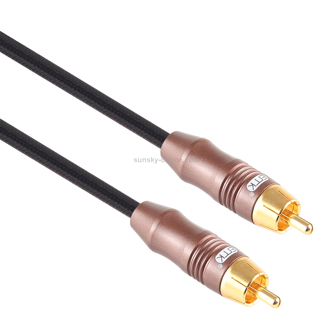 EMK 8mm RCA Male to 6mm RCA Male Gold-plated Plug Cotton Braided Audio Coaxial Cable for Speaker Amplifier Mixer, Length: 2m(Black)