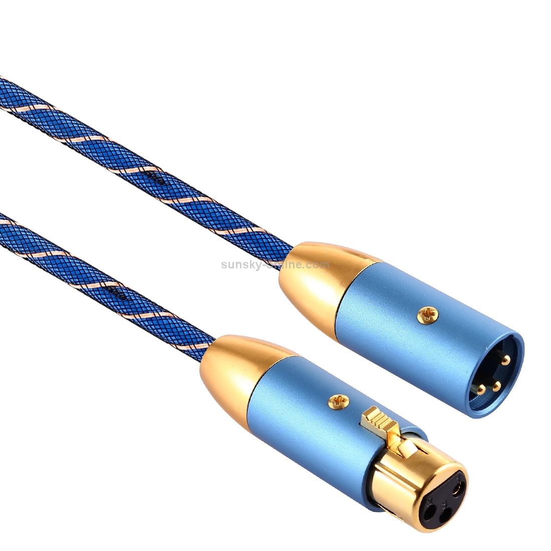 EMK XLR Male to Female Gold-plated Plug Grid Nylon Braided Cannon Audio Cable for XLR Jack Devices, Length: 2m(Blue)