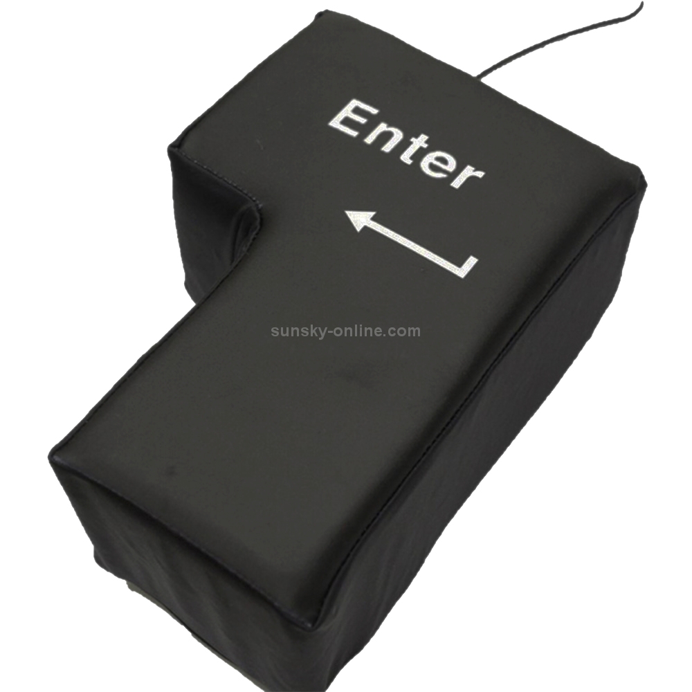 Big Enter Button USB Computer Desktop Pillow Creative Vent Enter Key Hand Pillow(Black)