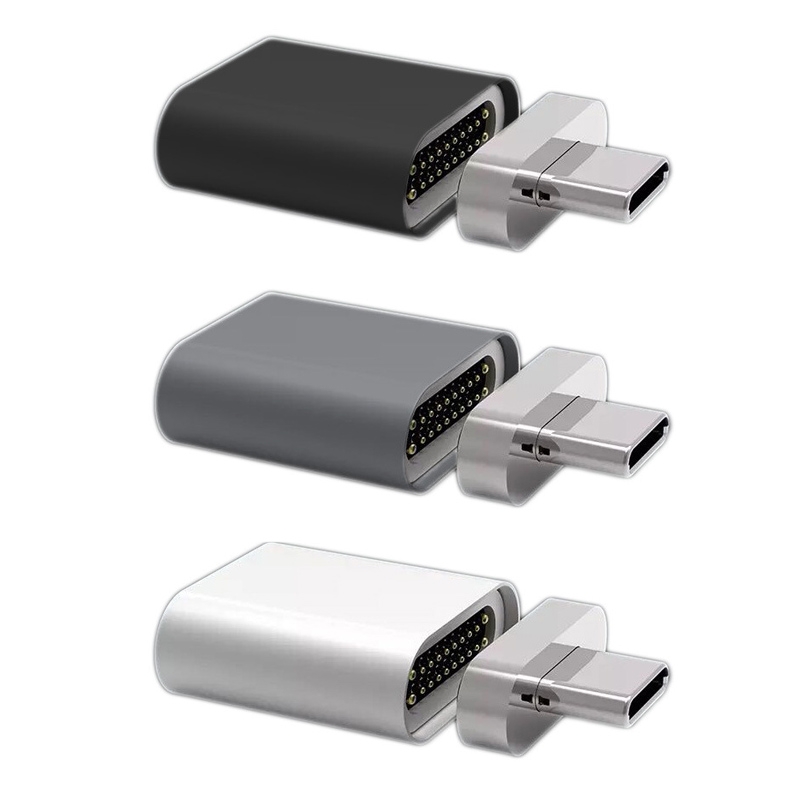 Straight USB-C / Type-C 3.1 Male to USB-C / Type-C 3.1 Female 20 Pin Magnetic Adapter (Grey)