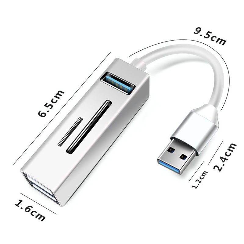 15101 5 in 1 USB3.0 to 3 x USB + SD / TF Card Reader HUB Adapter (Blue)