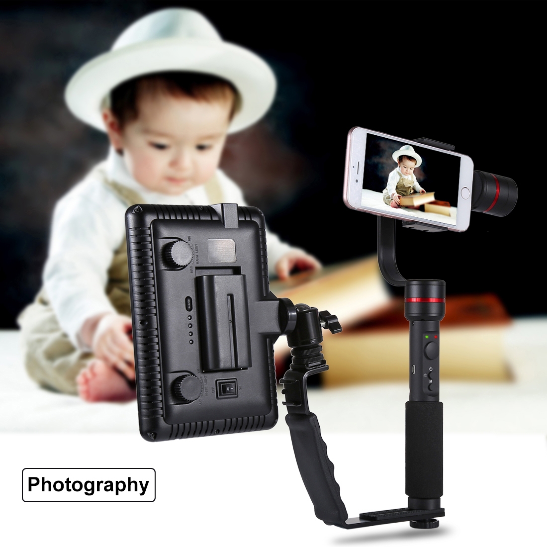 SUNSKY - PULUZ L-Shape Bracket Handheld Grip Holder with Dual Side Cold ...