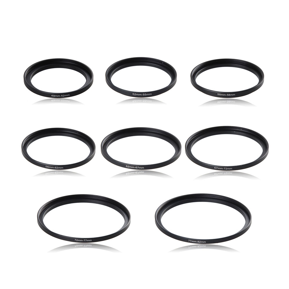 49mm-82mm Lens Stepping Ring, Include 8 Lens Stepping Rings (49mm-52mm, 52mm-55mm, 55mm-58mm, 58mm-62mm, 62mm-67mm, 67mm-72mm, 72mm-77mm,77mm-82mm)