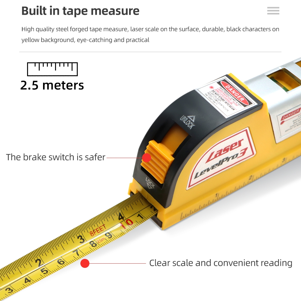 Laser Level with Tape Measure Pro 3 (250cm)