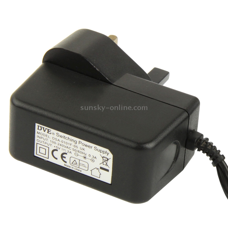 High Quality UK Plug AC 100-240V to DC 5V 2A Power Adapter, Tips: 5.5 x 2.5mm, Cable Length: 1.8m(Black)