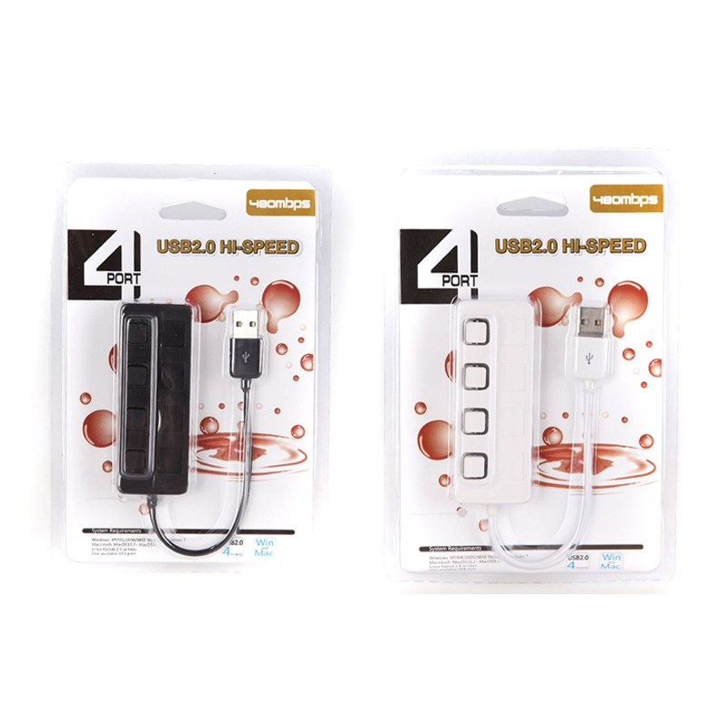 4 Ports USB 2.0 HUB with 4 Switch(White)