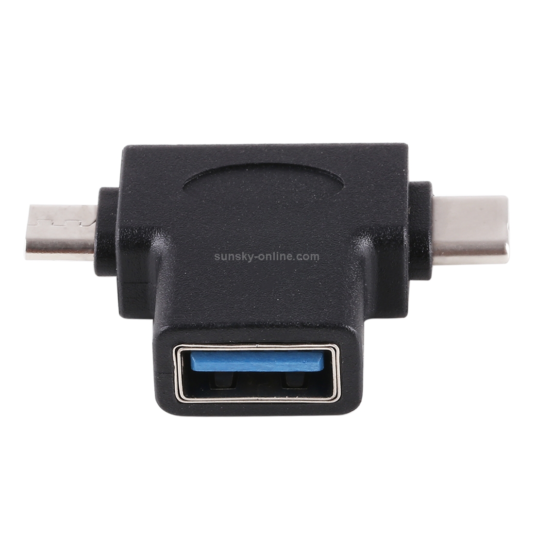 Multi-function USB 3.0 Female & USB-C / Type-C Male & Micro USB Male T-shape OTG Adapter