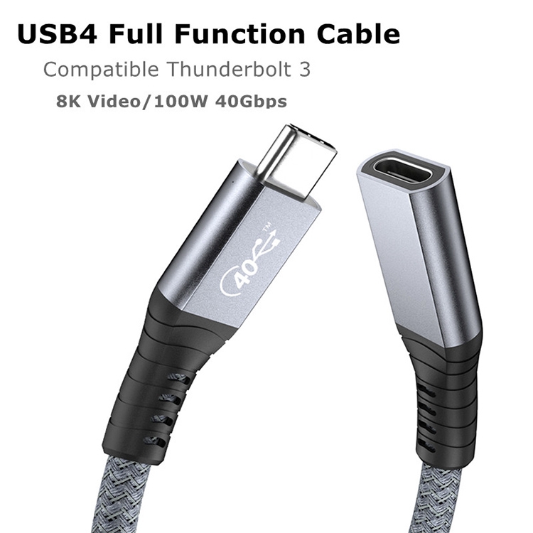 9159 40Gbps USB-C / Type-C Male to USB-C / Type-C Female USB4 Braided Data Cable, Length: 0.8m