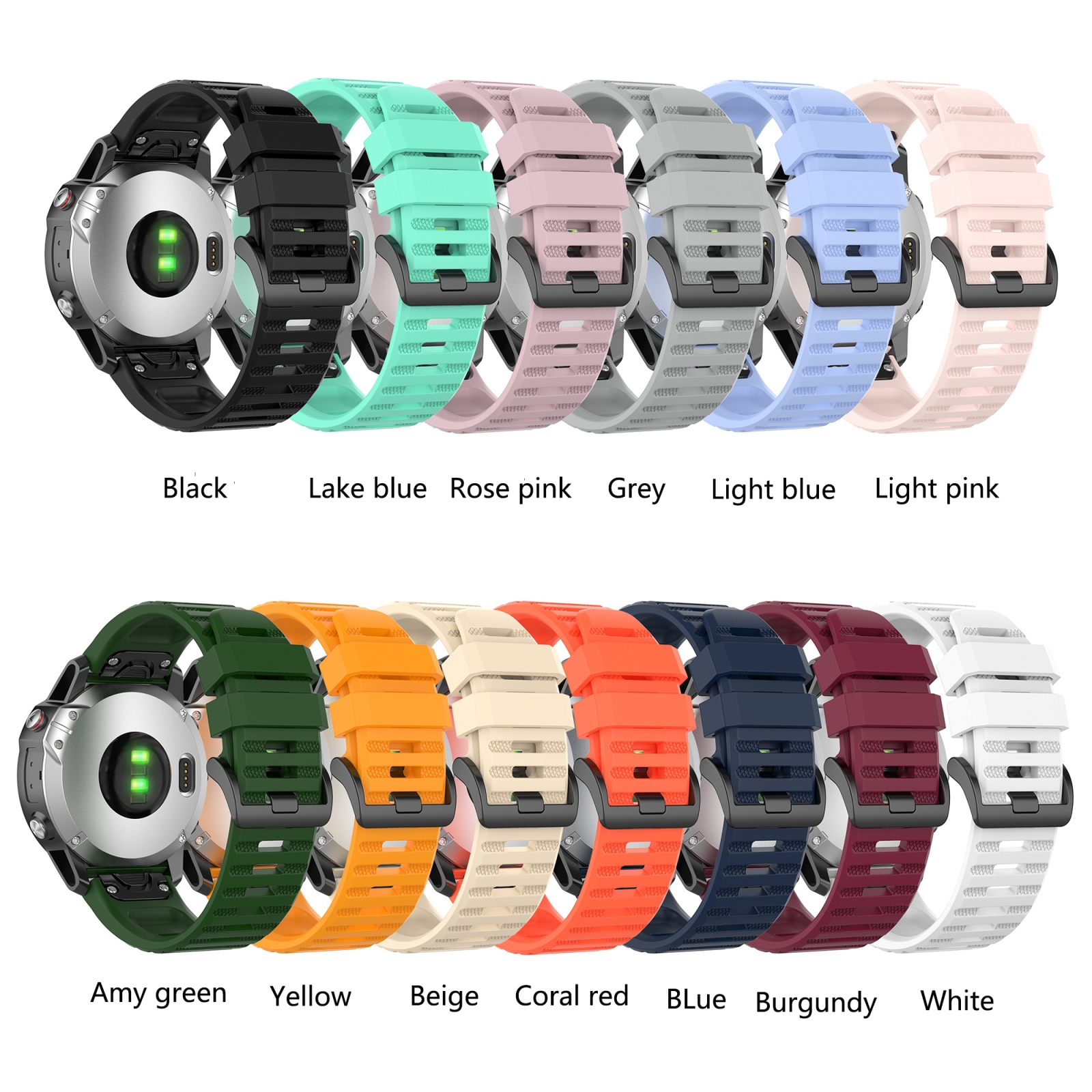 15% OFF by SUNSKY COUPON CODE: SYA0023891 for For Garmin Active5 Liquid Glossy Silver Buckle Silicone Watch Band(Green)