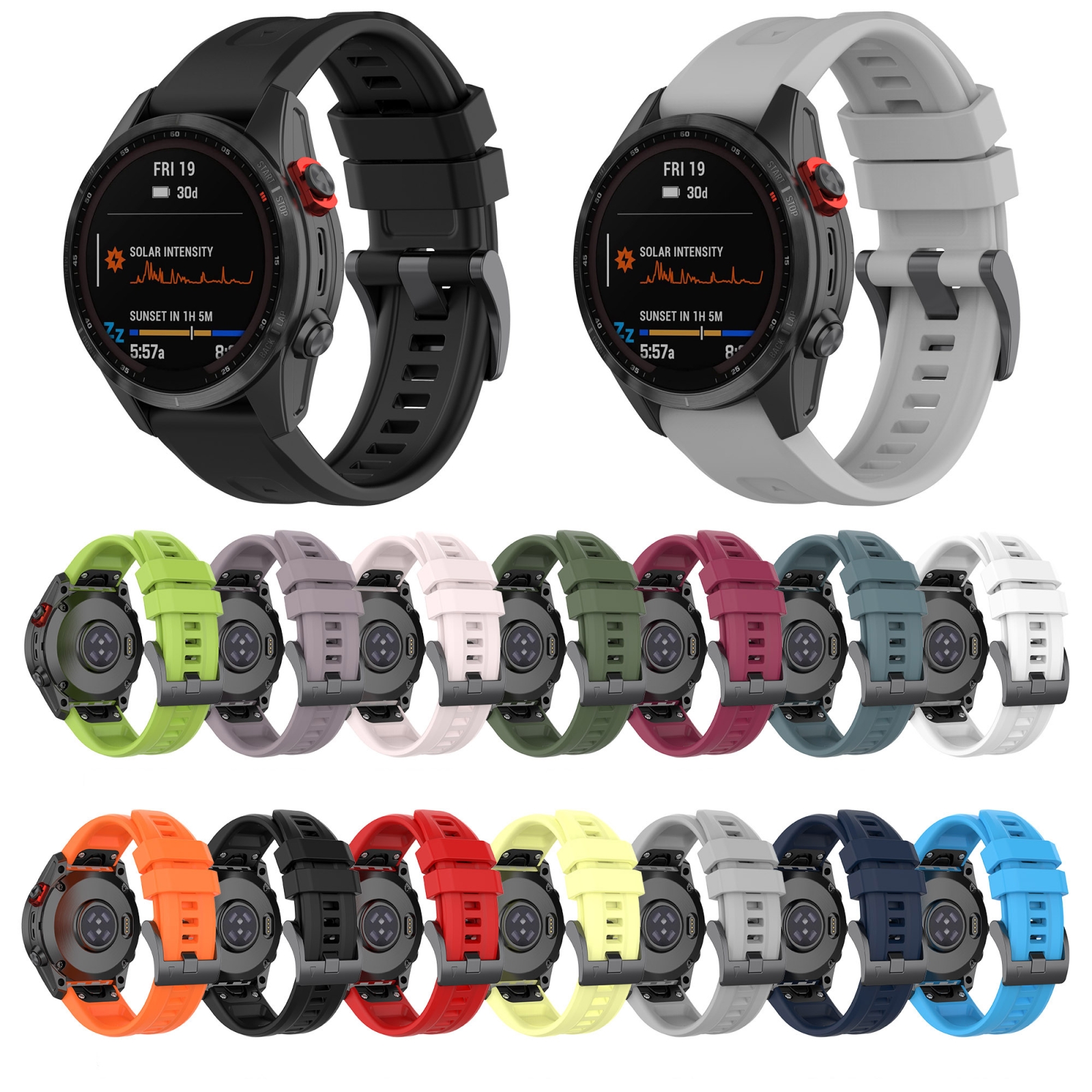 Sunsky Garmin Fenix S Silicone Solid Color Watch Band